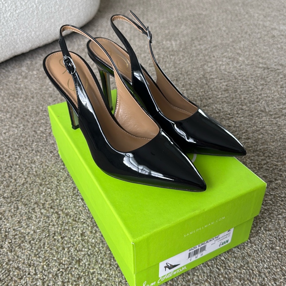 Sam Edelman Hazel Slingback Patent Heels Black - 6 W
